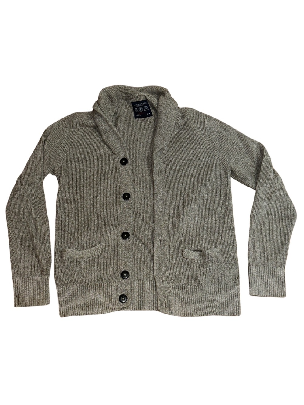 Shawl Collar Button Front Cardigan Jacket - Gray - American Eagle